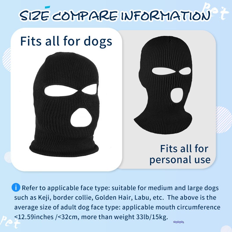 HOWWFALY Dog Halloween Christmas Costume Ear Muffs Noise Protection Knitted Dogs Ears Warm Hats Dog Robbers & Thieves Mask Funny Pet Cosplay for Medium Large Pets(Black Mask) - Image 2
