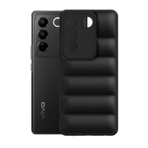 Plus Puffer Case Camera Protection Soft Back Cover for Vivo V27 | V27 Pro 5G - Black - Image 3