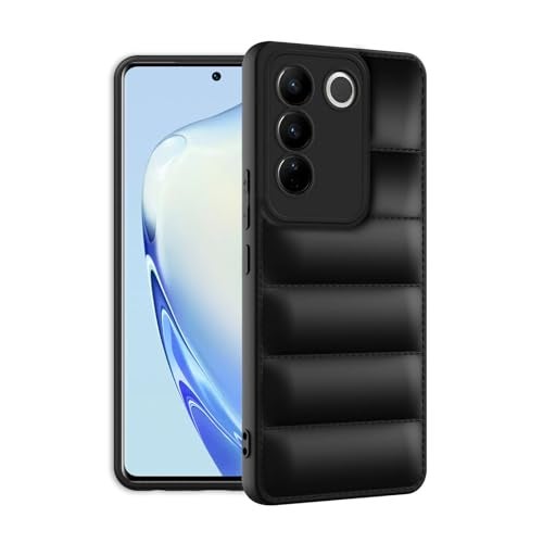 Plus Puffer Case Camera Protection Soft Back Cover for Vivo V27 | V27 Pro 5G - Black - Image 2