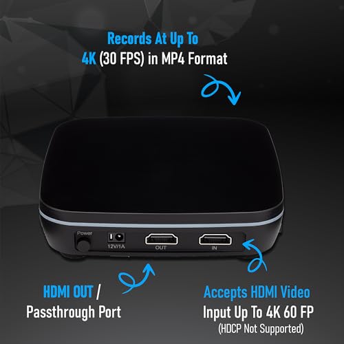ClearClick 4K HD Video Capture Box 2.0 (Second Generation) - Record Audio and Video from 4K HDMI Sources [Content-Protected Sources Not Supported] - Saves onto USB Flash Drive or MicroSD Card - Image 3