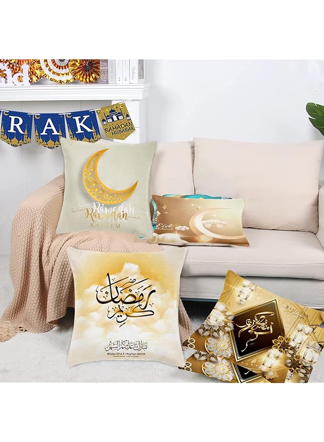 إيروريكس زينة رمضان للمنزل أغطية وسائد رمضانية أغطية وسائد العيد أنماط فانوس القمر غطاء وسادة للأريكة والسرير والأريكة 6 قطع - Image 3