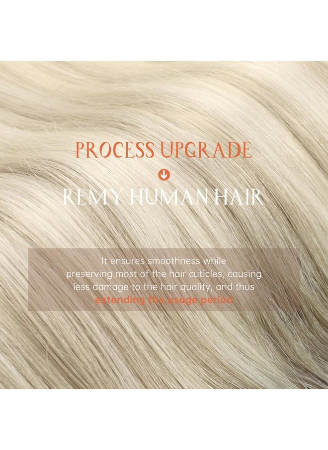 Sunny Hair Clip in Hair Extensions Straight Human Hair Clip in Extensions Remy Clip in Hair Extensions Real Human Hair Extensions Clip ins Ash Blonde Ombre Platinum Blonde Low Highlights 24inch  - Image 4