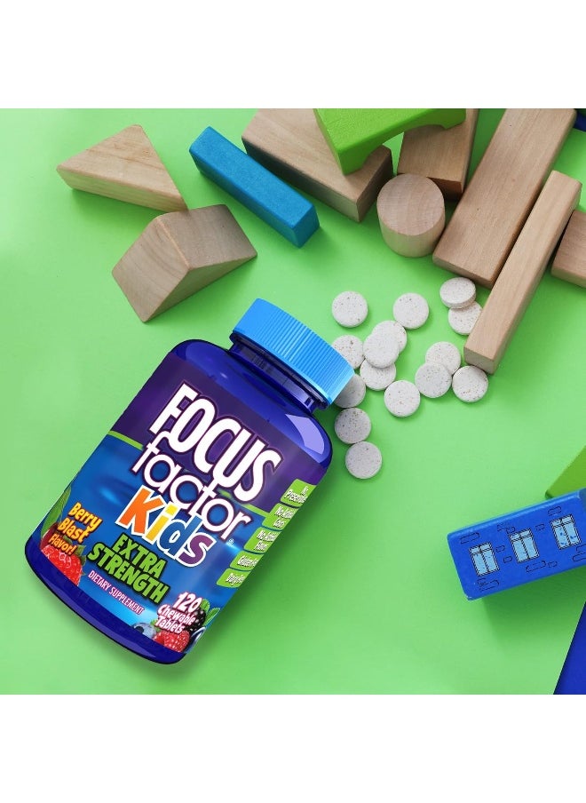 Focus Factor - Kids Extra Strength Daily Chewable For Brain Health Support, 120 Count - Image 1