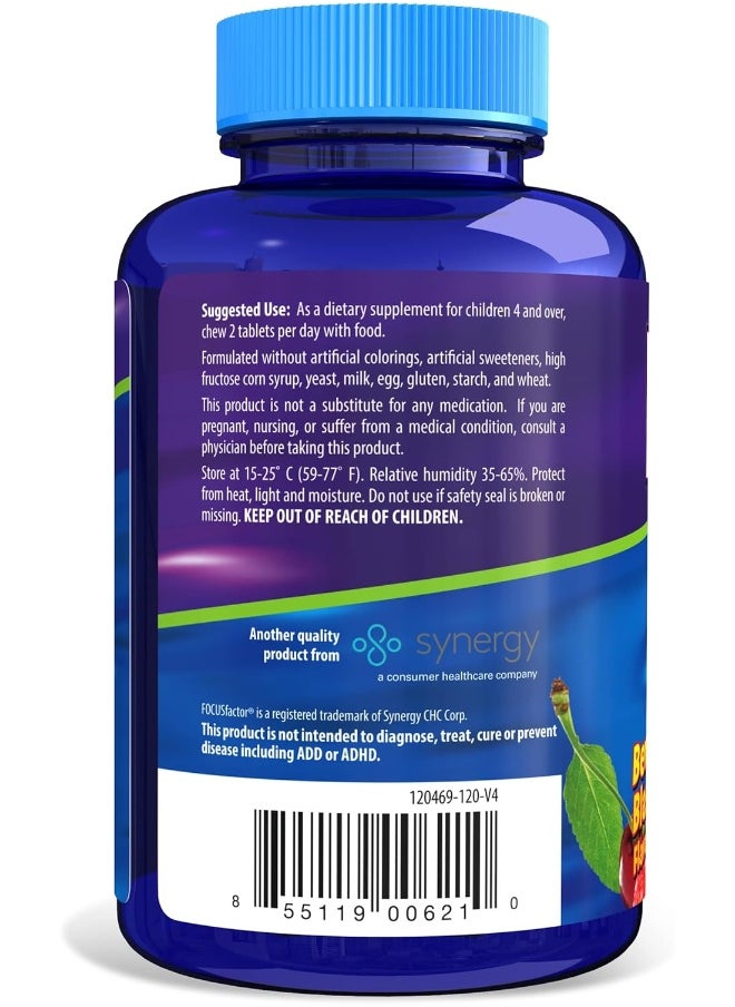 Focus Factor - Kids Extra Strength Daily Chewable For Brain Health Support, 120 Count - Image 1