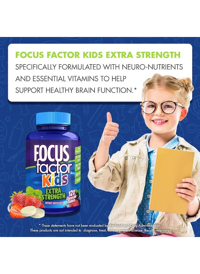 Focus Factor - Kids Extra Strength Daily Chewable For Brain Health Support, 120 Count - Image 1