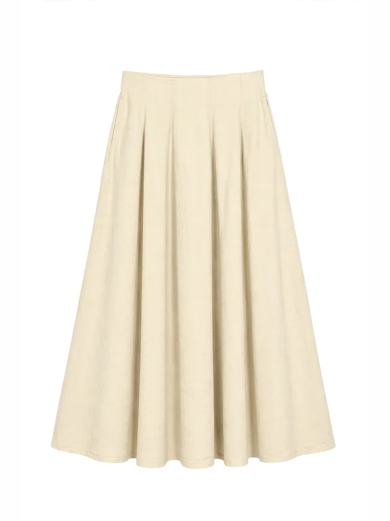ميكسراي MIXRAY High Waist A-Line Midi Skirt