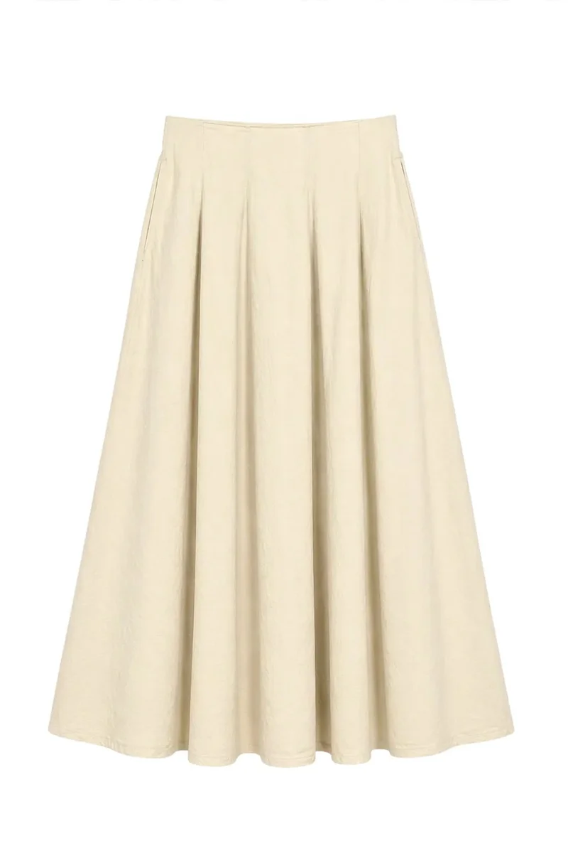 ميكسراي MIXRAY High Waist A-Line Midi Skirt