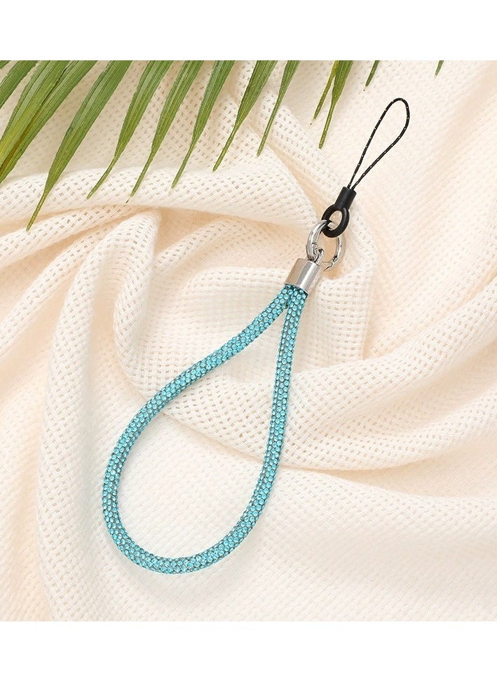 Sparkle Accessories Blue Rhinestone Encrusted Lanyard, Phone Strap, Adjustable Phone Lanyard with glittering string, Phone Wrist Strap for Airpods, Phone case, Camera Wrist Strap  - Image 1