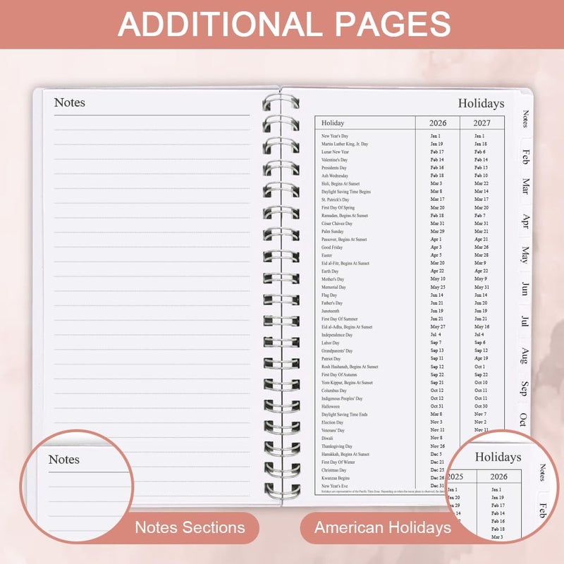 Getvow 2026 Pocket Planner/Calendar - January 2026 - December 2026, A6 Weekly & Monthly Organizer Notebook & Journal to Track Goals, Easy to Organize Your Daily Life, 3.75" x 6.75", Pink - Image 5