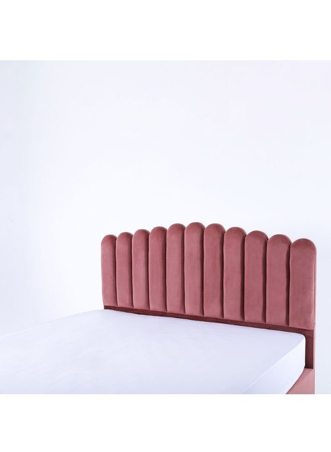Karnak Almira Upholstered Velvet Bed Frame Bedroom Furniture Strong And Sturdy Modern Design Wooden Bed | Quiet & Comfortable Bed (King - 180x200cm, Pink) - Image 5