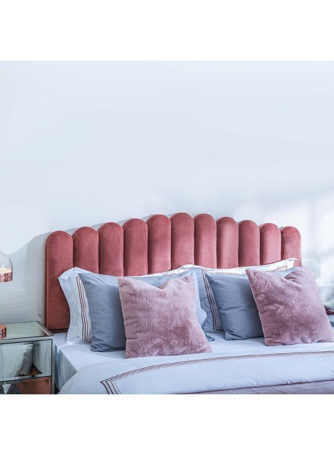 Karnak Almira Upholstered Velvet Bed Frame Bedroom Furniture Strong And Sturdy Modern Design Wooden Bed | Quiet & Comfortable Bed (King - 180x200cm, Pink) - Image 4