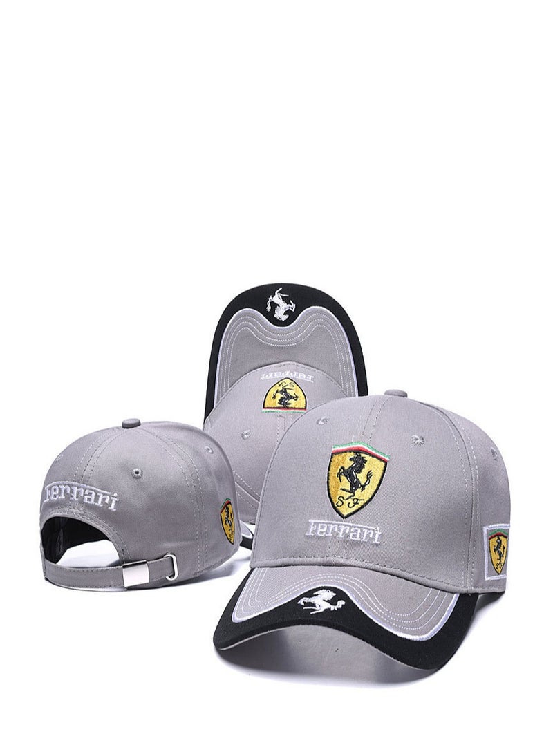Ferrari قبعة سباق فيراري: شعار رمادي ونمط الحصان الراقص