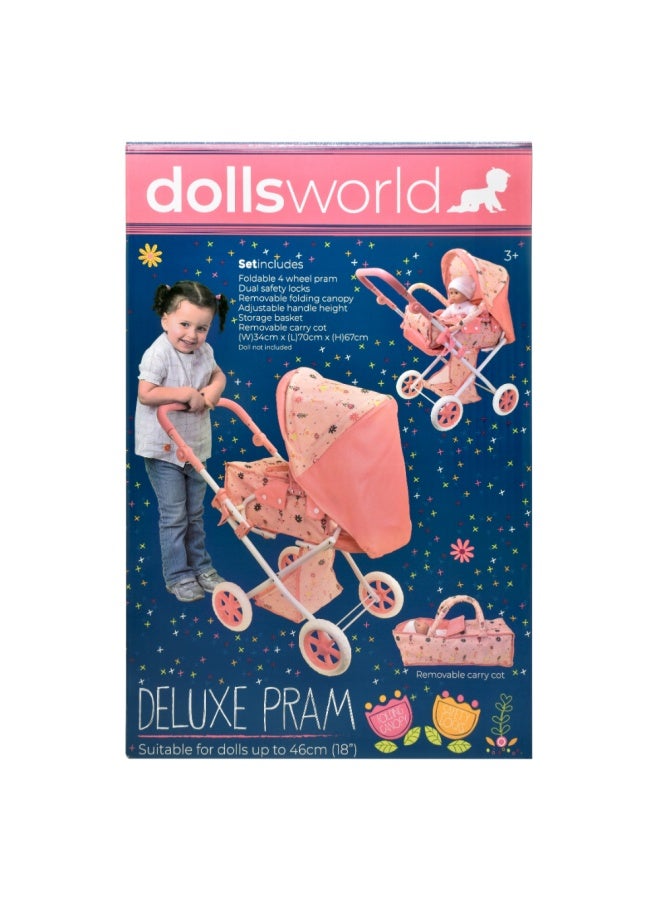 dolls world Deluxe Folding Pram For Dolls Up To 18 inch from Peterkin gift for kids of Age above 3 years - Image 2