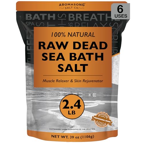 Aromasong Raw Dead Sea Bath Salt Minimally Cleaned Contains More Dead Sea Minerals Including Dead Sea Mud 100 Pure Natural Dead Sea Salts for Soaking 24 LB Bulk Resealable Pack - Image 1
