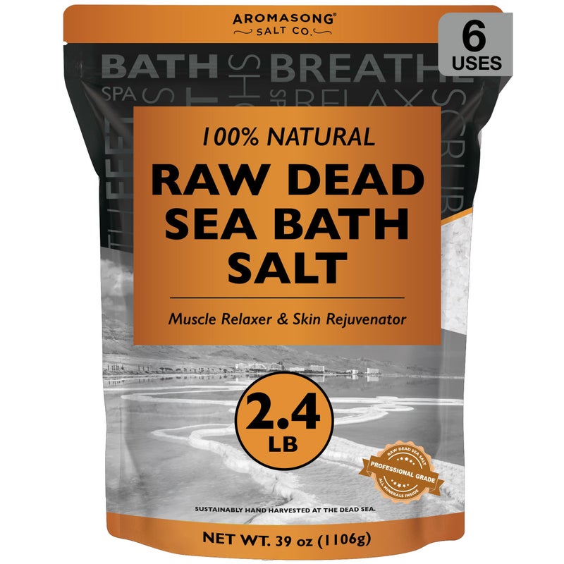 Aromasong Raw Dead Sea Bath Salt Minimally Cleaned Contains More Dead Sea Minerals Including Dead Sea Mud 100 Pure Natural Dead Sea Salts for Soaking 24 LB Bulk Resealable Pack - Image 2