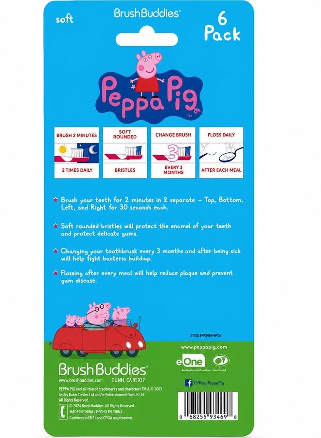 Brush Buddies Peppa Pig Kids Toothbrushes 6 Pack Soft Bristles Ages 2+ Peppa Pig George Pig Mummy Pig Daddy Pig Kids Toothbrush Set Small Head Easy Grip Handle Manual Oral Care - Image 5