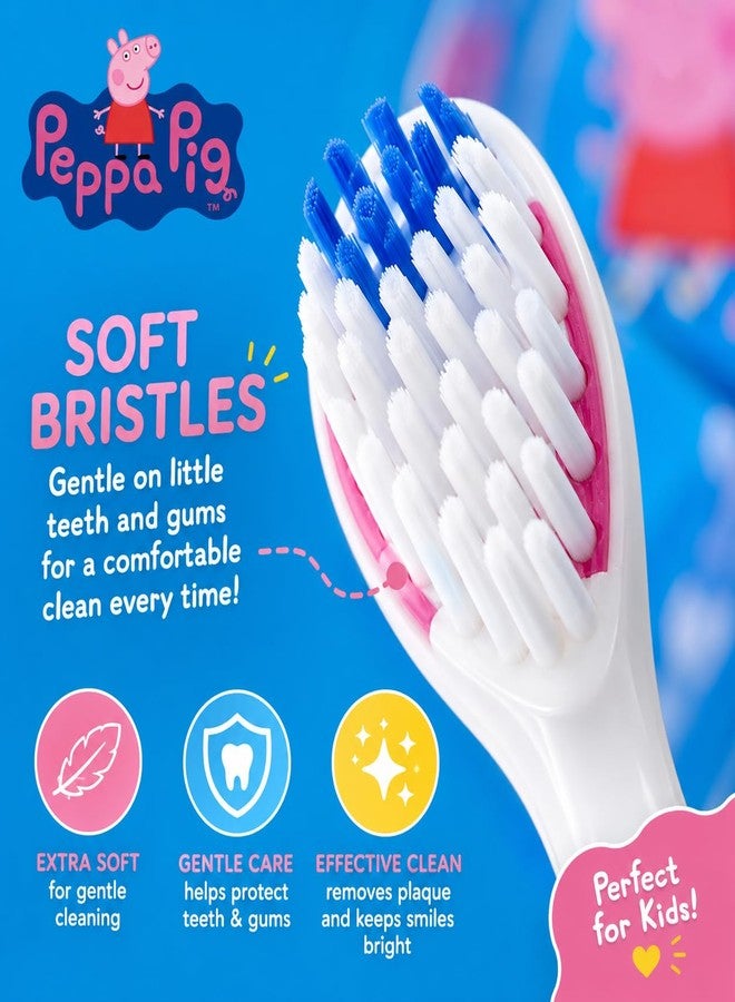 Brush Buddies Peppa Pig Kids Toothbrushes 6 Pack Soft Bristles Ages 2+ Peppa Pig George Pig Mummy Pig Daddy Pig Kids Toothbrush Set Small Head Easy Grip Handle Manual Oral Care - Image 2