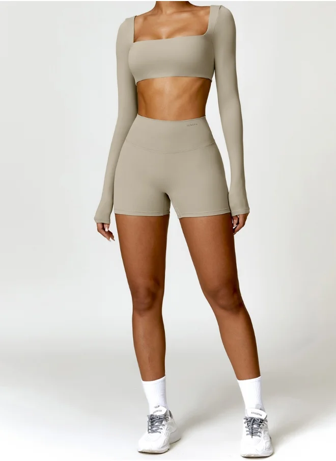 كون.يوغا Womens High Waist Contour Seamless Workout Sport Yoga Shorts Tummy Control