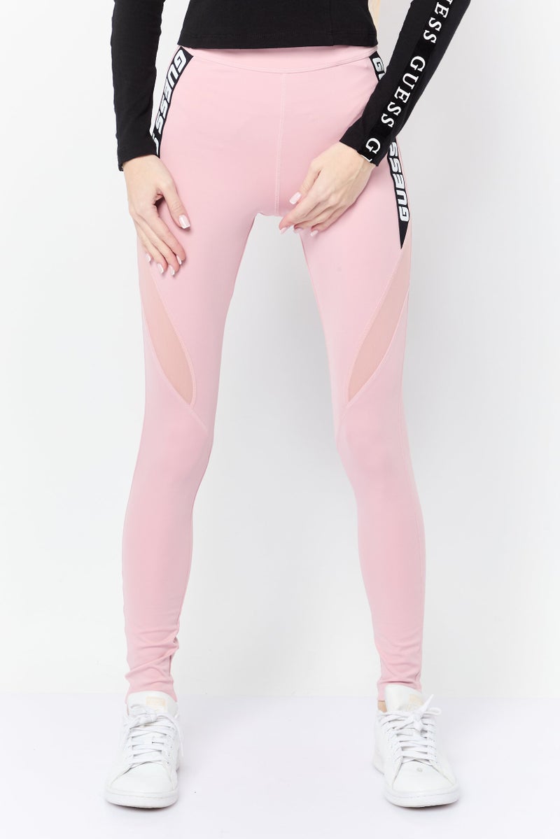 GUESS Women Brand Logo Leggings, Pink - Image 1