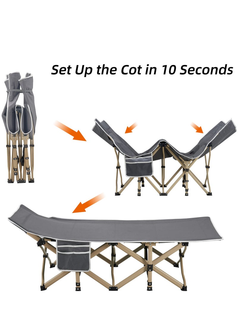 Cyber Portable Camping Cot, Sleeping Cot for Adult, 190*71cm Extra Wide Heavy Duty Folding Cot Max Load 600LBS with Thick Mattress and Carry Bag, Portable Camping Bed for Outdoor Camping and Office - Image 3