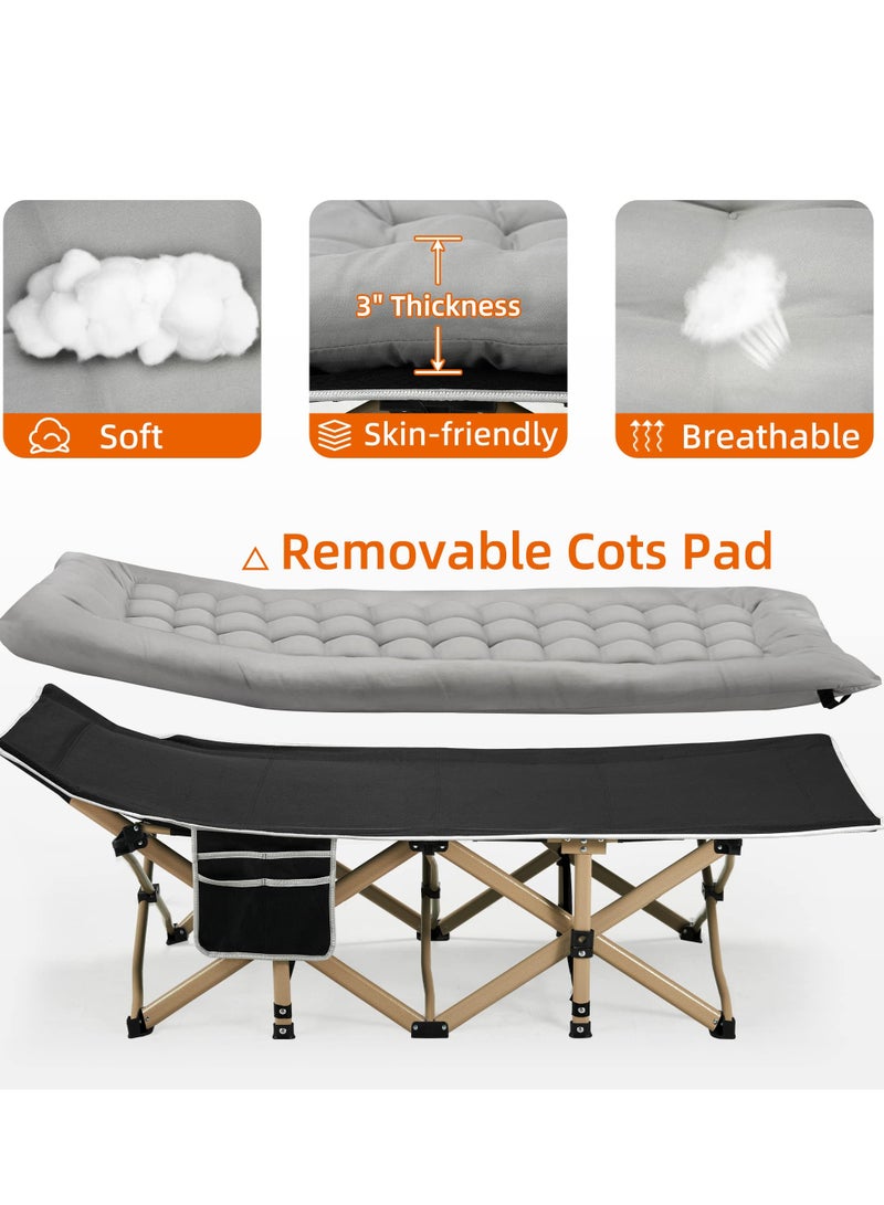 Cyber Portable Camping Cot, Sleeping Cot for Adult, 190*71cm Extra Wide Heavy Duty Folding Cot Max Load 600LBS with Thick Mattress and Carry Bag, Portable Camping Bed for Outdoor Camping and Office - Image 2