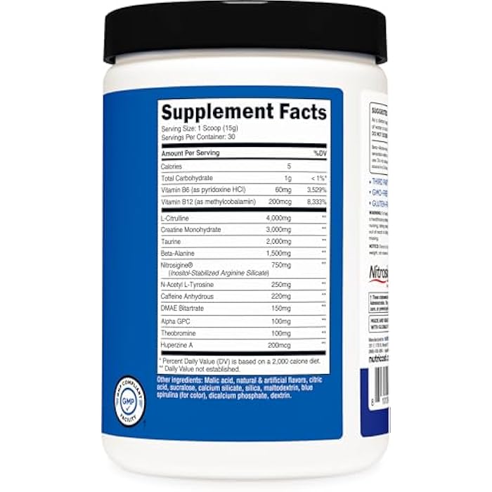 Nutricost Pre-C Pre-Workout Complex with Creatine (Blue Rasberry | 30 Servings) Powder - Boost Fintess Routines, 450g - Image 5