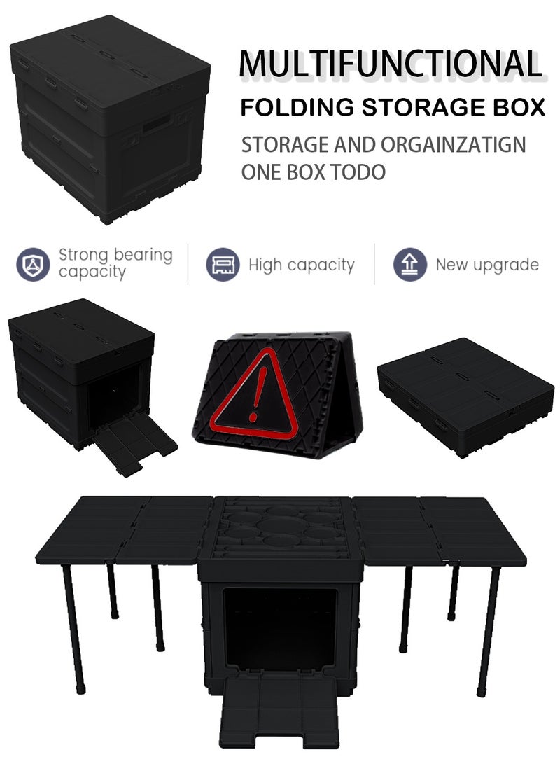 ZONIX Multifunctional Folding Storage Box – Converts to Table & Warning Sign, 16.5L Capacity, 100kg Load-Bearing – for Camping, Car Trunk, Home - Image 1