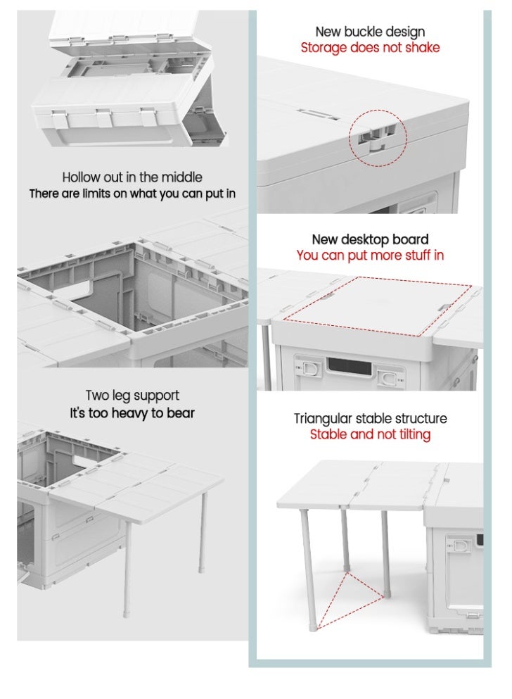 ZONIX Multifunctional Folding Storage Box – Converts to Table & Warning Sign, 16.5L Capacity, 100kg Load-Bearing – for Camping, Car Trunk, Home - Image 4