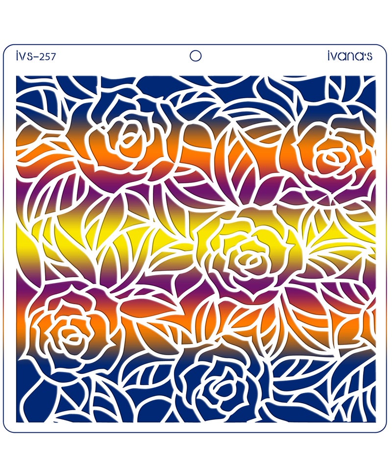 IVANA'S Rose Flower Reusable Stencil for Art & Craft, DIY Decorative Stencil for Painting on Canvas, Fabric, Cloth, Paper, Glass, Furniture and Wall, Size - 6 x 6 inch, Pack of 1, IVS-257, Off White - Image 3