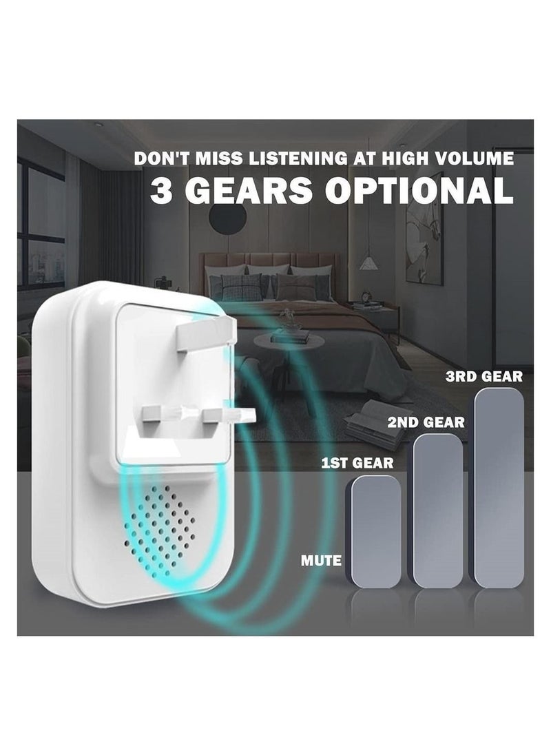 Y&D - Self Powered Wireless Doorbell, No Battery Required Door Chime Kit with Weatherproof Transmitter and Receiver 500 fts Control Range 3 Volume 38 Melodies (1 Push Botton + 2 Chimes) - Image 1
