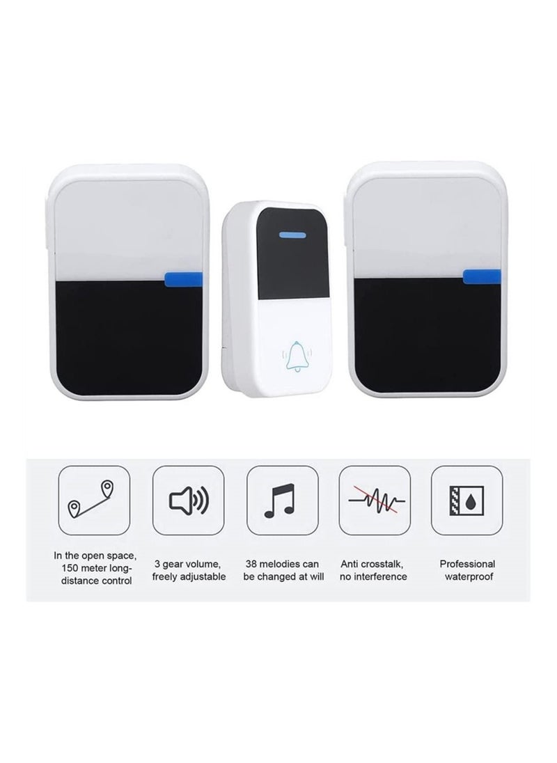 Y&D Self Powered Wireless Doorbell, No Battery Required Door Chime Kit with Weatherproof Transmitter and Receiver 500 fts Control Range 3 Volume 38 Melodies (1 Push Botton + 2 Chimes)  - Image 4