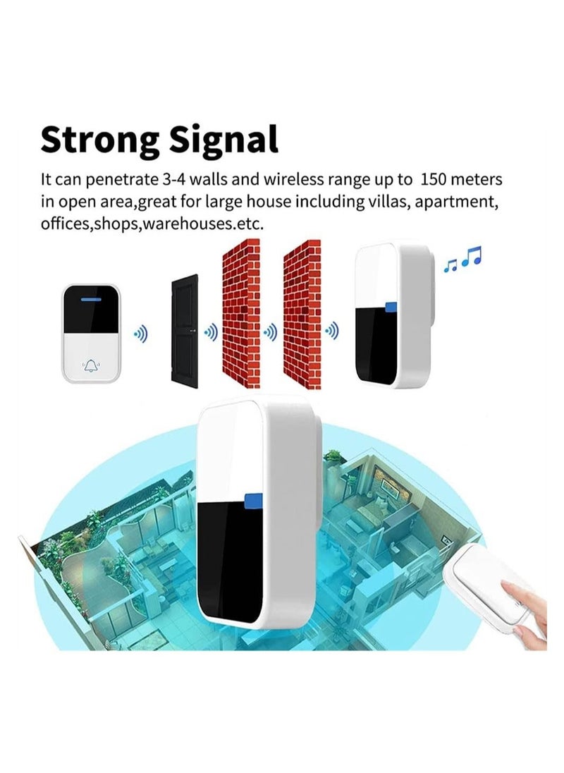 Y&D - Self Powered Wireless Doorbell, No Battery Required Door Chime Kit with Weatherproof Transmitter and Receiver 500 fts Control Range 3 Volume 38 Melodies (1 Push Botton + 2 Chimes) - Image 1
