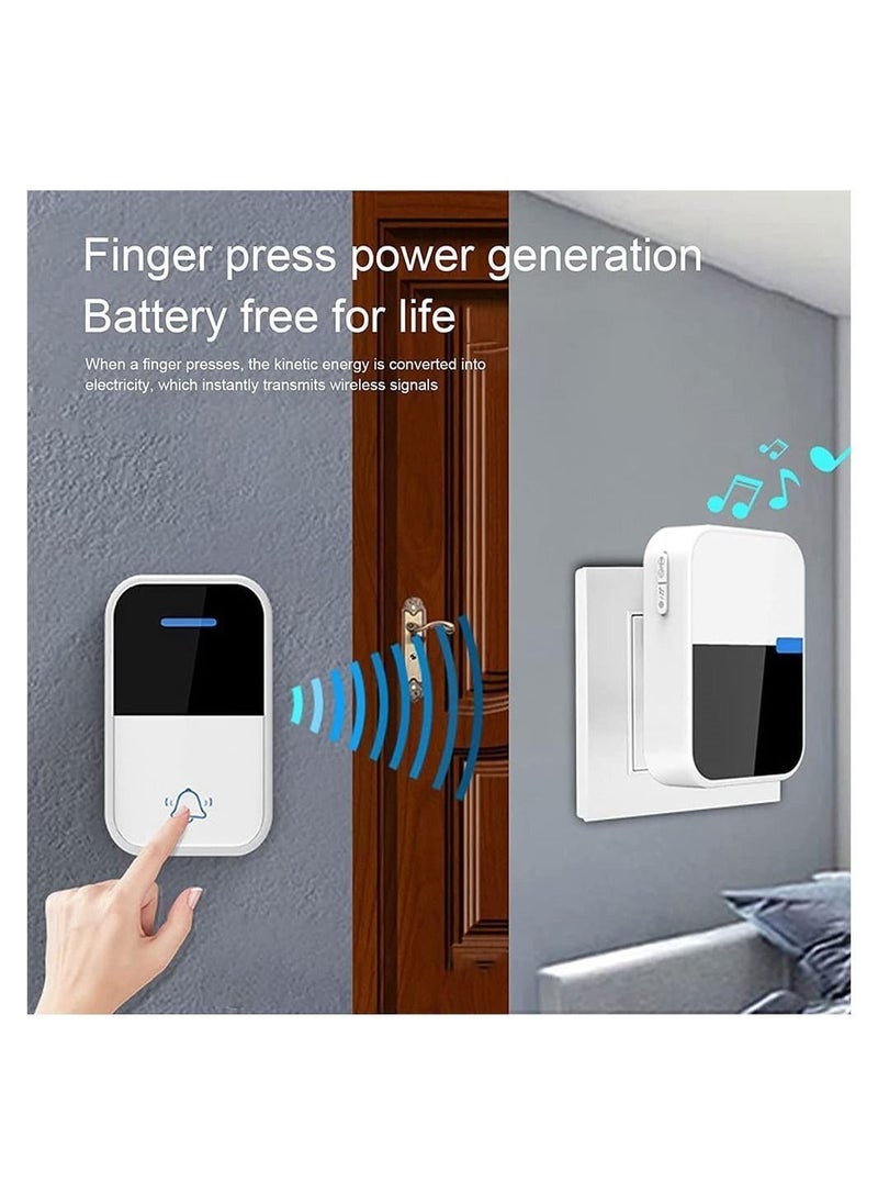 Y&D - Self Powered Wireless Doorbell, No Battery Required Door Chime Kit with Weatherproof Transmitter and Receiver 500 fts Control Range 3 Volume 38 Melodies (1 Push Botton + 2 Chimes) - Image 1