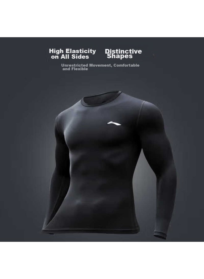 Li-Ning Li-ning Quick-dry Shirt For Men, Spring And Summer Tight-fitting Running Sports Compression Shirt, Fitness Training Wear, Yoga Wear, Long-sleeve Top, Size S - Image 2
