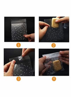 Y&D 4”x4”Self Adhesive Candy Bag 200 PCS Cellophane Cookie Bags Self-adhesive Sealing White Polka Dot Clear OPP Plastic Party for Bakery, Candy, Soap  - Image 4