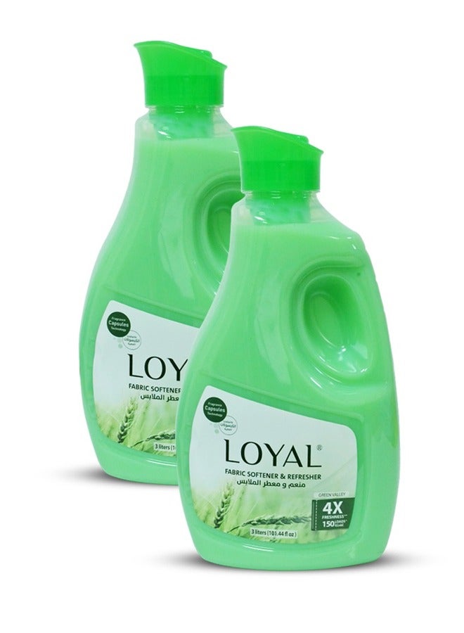 loyal Fabric Softener Freshener Concentrated Green Valley 2x3000ml - Image 1