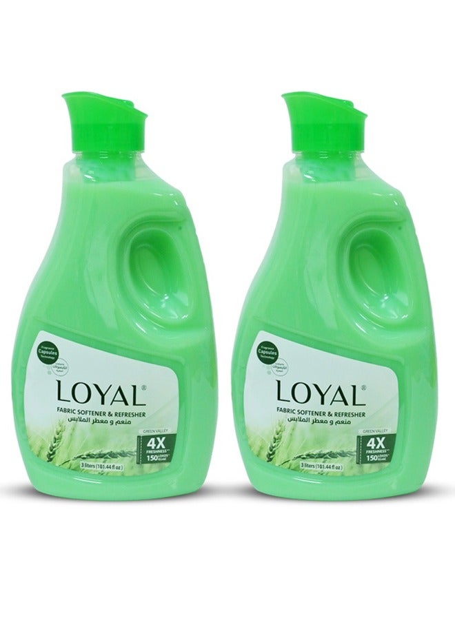 loyal Fabric Softener Freshener Concentrated Green Valley 2x3000ml - Image 3