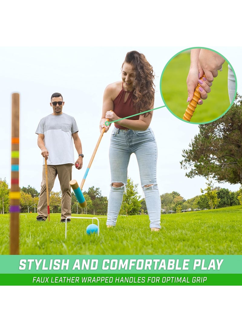 GoSports GoSports Premium Wood Stained Six Player Croquet Set with Handcrafted Wooden Stand Medium  - Image 5