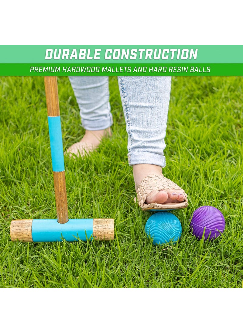 GoSports GoSports Premium Wood Stained Six Player Croquet Set with Handcrafted Wooden Stand Medium  - Image 4