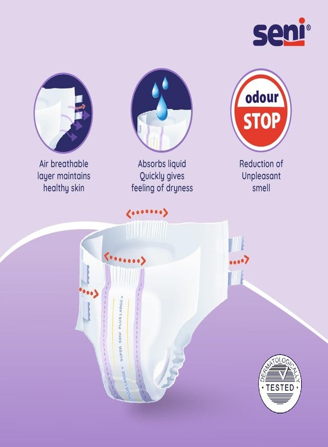 SENI Super Seni Plus breathable tape style adult diapers | double wetness indicator | premium fasteners | latex free | ultra absorbent | odour stop | dermatologically tested | side leakage protection |size large | waist size 39" - 59" (100 cm - 150 cm) | Pack of 2 | 10 Pcs - Image 4