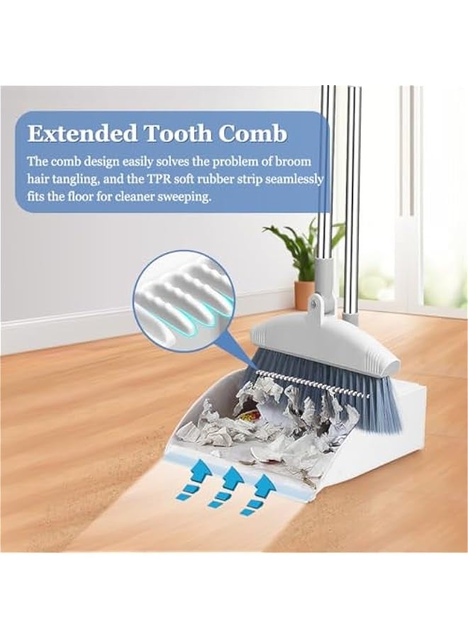 TRASSLE Broom and Dustpan Set, Long Handle Dustpan and Brush Sets with 180 Degree Rotating Broom, Foldable Standing Broom And Dustpan Set, for Kitchen Home Office Lobby Sweeping  - Image 3