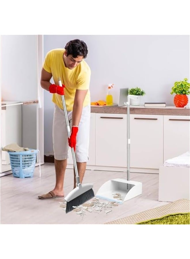 TRASSLE Broom and Dustpan Set, Long Handle Dustpan and Brush Sets with 180 Degree Rotating Broom, Foldable Standing Broom And Dustpan Set, for Kitchen Home Office Lobby Sweeping  - Image 4
