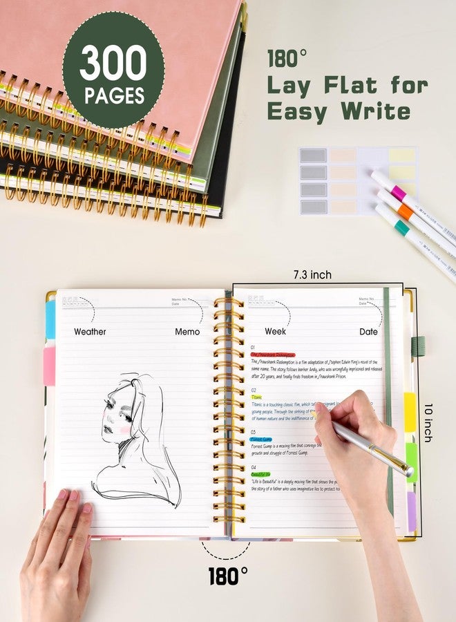dilitego Hardcover Spiral Notebook journal with Removable Dividers Tabs, 300 Pages 5 Subject Notebook College Ruled, 100GMS Notebooks for Work School Note taking,Lined Journal for Women,Colorful Botanicals - Image 2