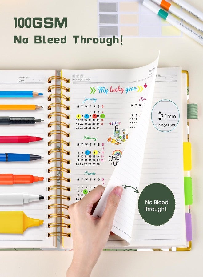 dilitego Hardcover Spiral Notebook journal with Removable Dividers Tabs, 300 Pages 5 Subject Notebook College Ruled, 100GMS Notebooks for Work School Note taking,Lined Journal for Women,Colorful Botanicals - Image 5