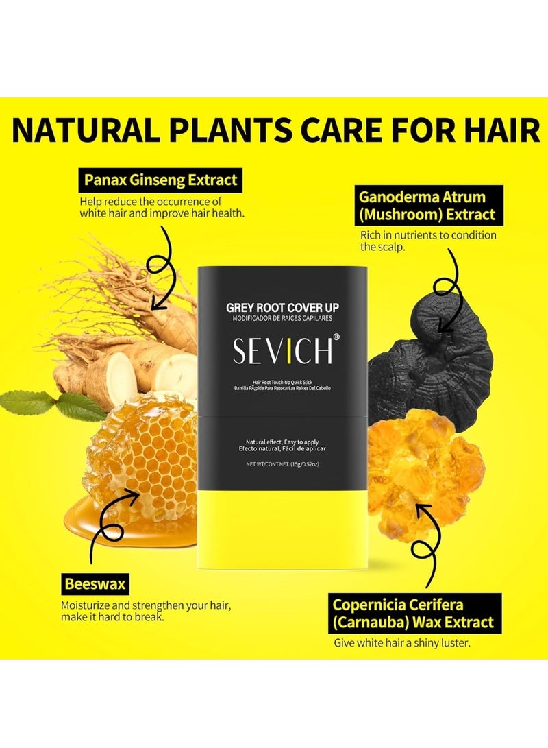 Sevich Grey Root Cover Up Med Brown Instant Hair Root Touch-Up Stick Dual Sided Ergonomic Comb Design For Natural Gray Coverage Long Lasting Moisturizing Formula With Plant Extracts 15g - Image 3