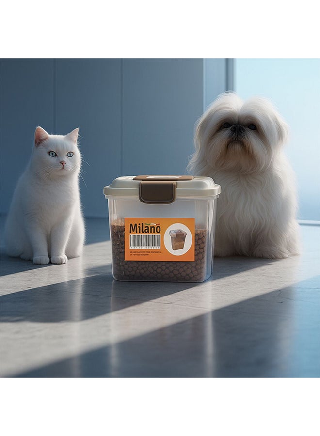 milano حاوية طعام الحيوانات الأليفة البلاستيكية ميلانو – حاوية محكمة الغلق متينة مع غطاء ومغرفة لطعام الكلاب والقطط الجاف، تصميم خالي من الروائح وخالي من BPA، يحافظ على طعام الحيوانات الأليفة طازجًا ومنظمًا 5 لتر L22.5XW23XH22Cm - Image 1