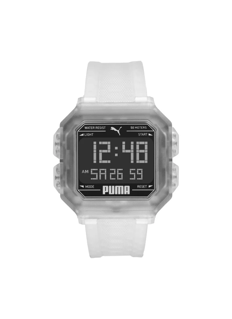 PUMA Digital Mechanical Watch for Women With White Silicone Band- ATM - PU P5036