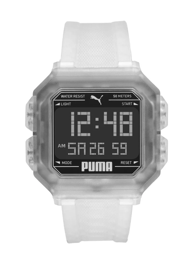 PUMA Digital Mechanical Watch for Women With White Silicone Band- ATM - PU P5036