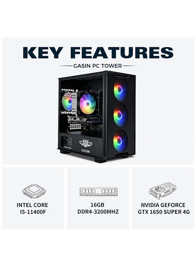 غاز كمبيوتر ألعاب بمعالج Core i5-11400F/قرص اس اس دي سعة 1 تيرابايت/ذاكرة وصول عشوائي (رام) سعة 16 جيجابايت/ذاكرة وصول عشوائي (رام) سعة 3200 ميجابايت/نظام تشغيل ويندوز 11/بطاقة رسومات NVIDIA GeForce GTX 1650 Super Graphics سعة 4 جيجابايت/ أسود - Image 3