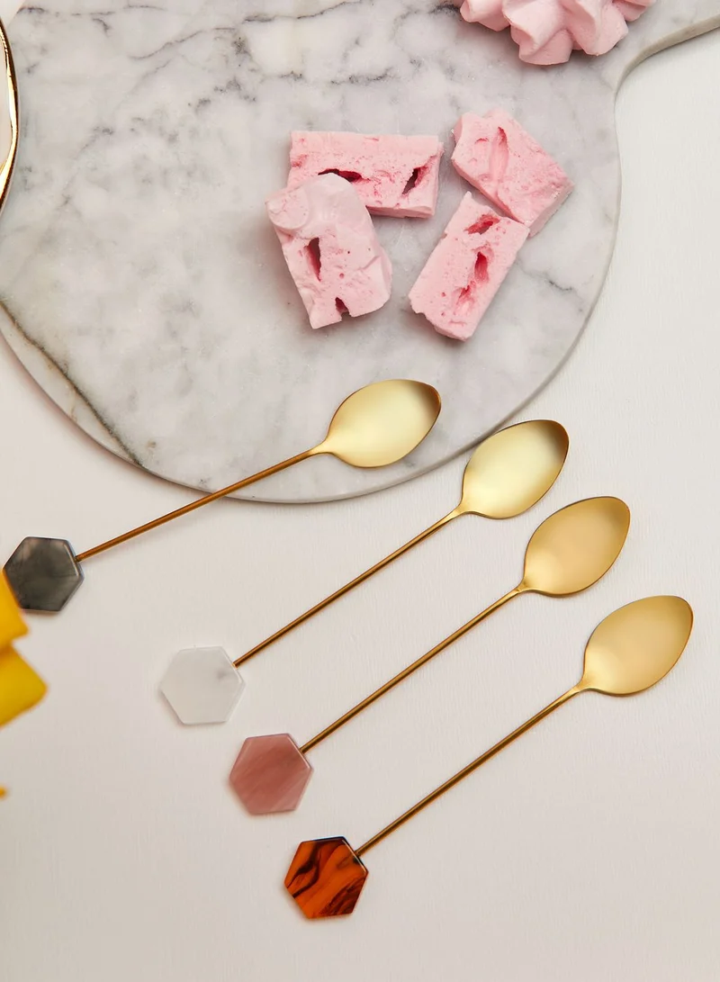 AURORA Set Of 4 Geometric Dessert Spoons